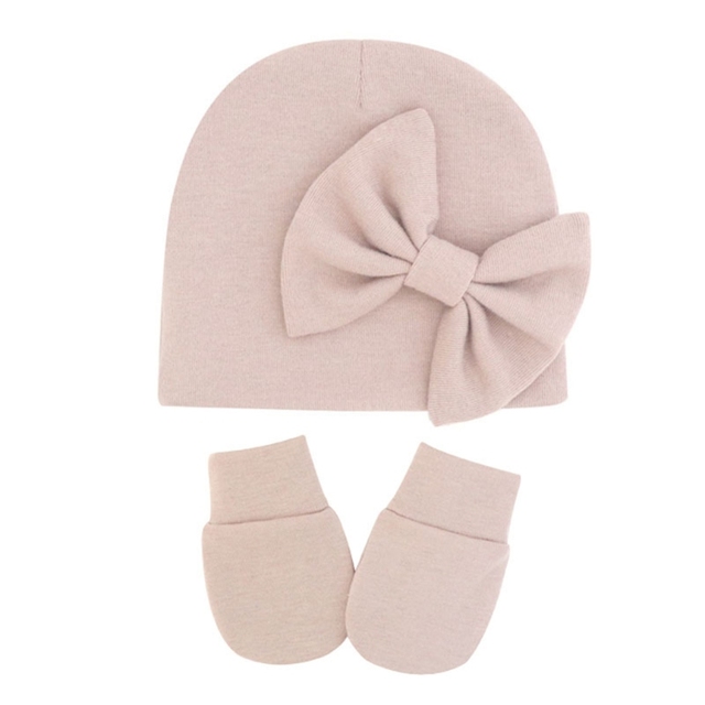 1 Set Newborn Beanie Gloves Set Baby Headband Hat Glove Kit Infant Autumn Winter Warm Cotton Head Wrap Glove Shower Gifts