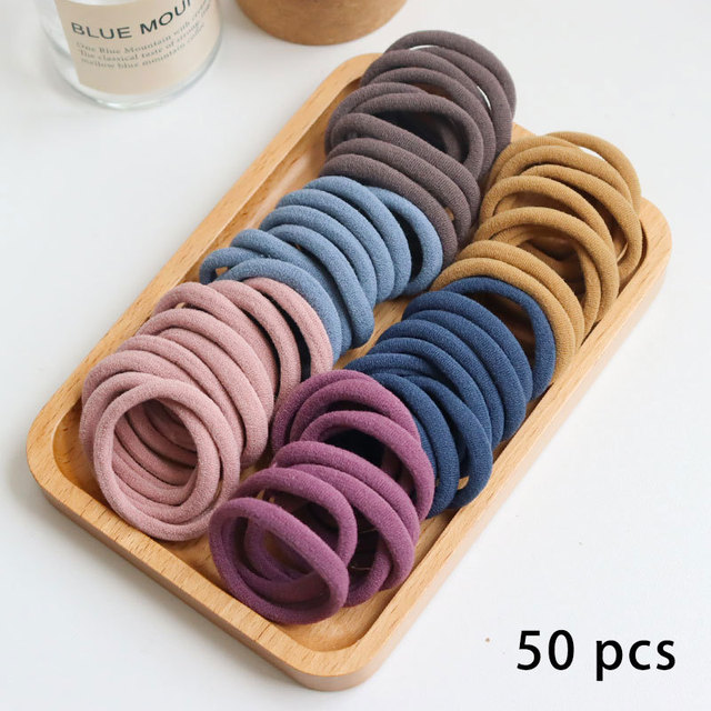 50pcs Girls Solid Color Big Rubber Band Ponytail Holder Gum Headwear Elastic Hair Bands Korean Girl Hair Accessories Ornaments