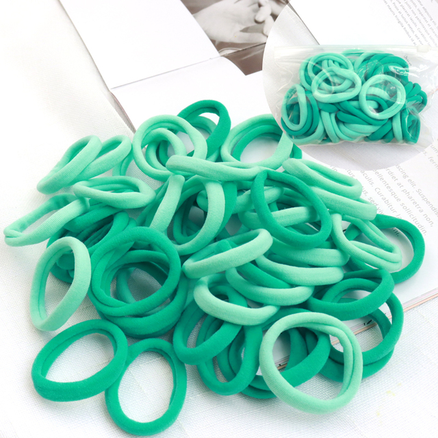 Girls 50pcs Colorful Nylon Small Elastic Hair Bands Hair Accessories Ponytail Holder Children Scrunchie Headband Kids Hair