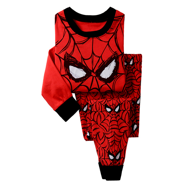 Autumn Children's Spider Set Kids Sleepers Boys Girls Super Hero Cartoon Long Sleeve Pajama Anna Elsa Sleepwear 2-7T Christmas Gift