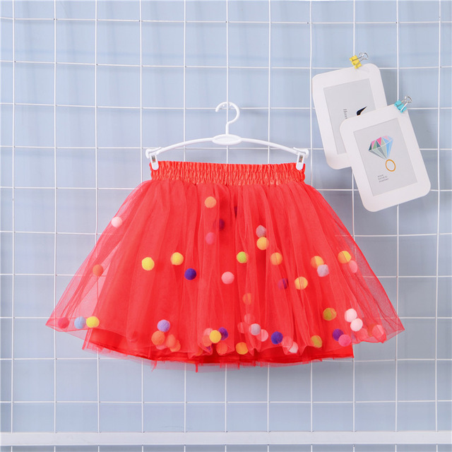 2022 New Arrival Infant Mulity Colorful Tulle Tutu Skirt Pom Pom Princess Mini Dress Children's Clothing Pettiskirt Girl Clothes