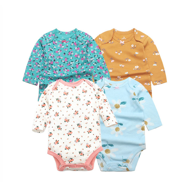 3/4/5pcs Baby Spring Autumn Outerwear Long Sleeve 100% Cotton Boys Girls Clothes Newborn 0-24 Months Clothes