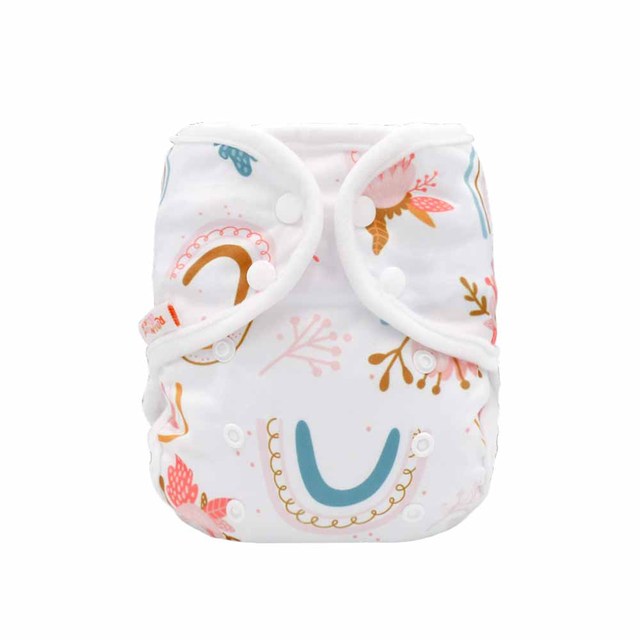 Rainbow And Iris Waterproof Washable Cloth Diaper Cover Wrap With Daisy Floral Print Newborn Decor 3-15kg