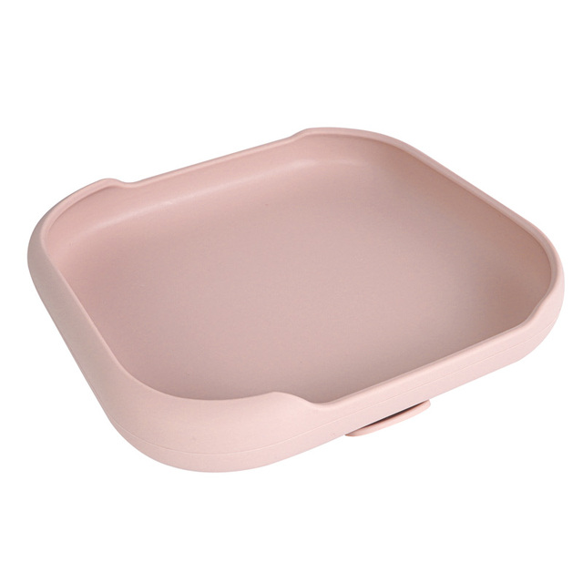 Baby Feeding Silicone Dinner Plate Square Tray With Suction Cup Food Grade Silicone Kids Tableware Waterproof Baby Plate