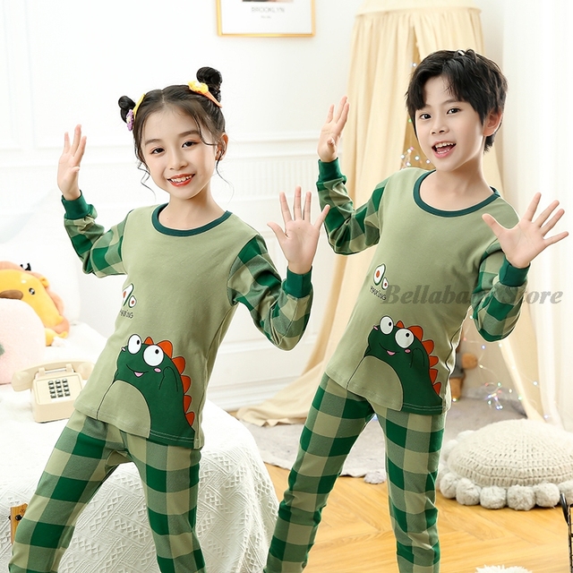 Baby Boy Girl Pajama Sets Korean Spring Pajamas For Kids Sleepwear Set Cotton Cartoon Cow Night Outfits Autumn Children Clothes