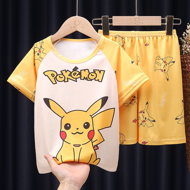 2022 Summer New Pokemon Children's Pajamas Set Cartoon Cozy Boys Girls Kawaii Pikachu Kids Clothes Gift Homewear Wholesale