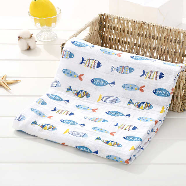 120cm*110cm 2 Layer Muslin Blanket Muslin Bamboo Baby Swaddle Blankets Newborn Baby Muslin Battaniye