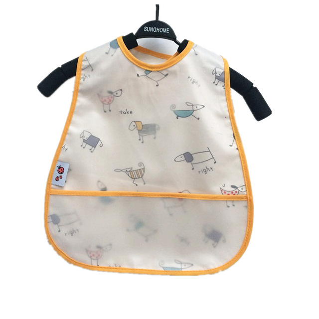 Baby Sleeves Waterproof Bib Cartoon Pattern Lunch Feeding Scarf Soft Cotton Baby Bibs EVA Layer Adjustable Saliva Cloth