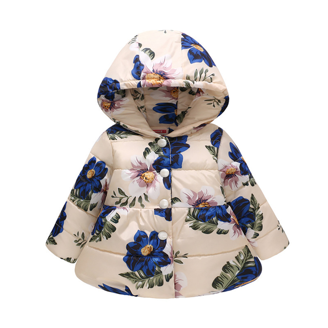 Baby Girls Boys Jackets Baby Clothes 2021 Autumn Kids Hooded Coats Winter Toddler Warm Snow Suit Baby Cotton Flower Outerwear