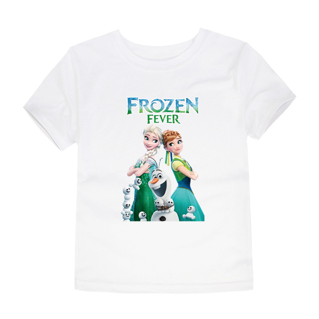 Disney Girls Frozen T-shirt Anna and Elsa Sister Cartoon Tops Teenagers Girls Tees Summer Children Clothes Disney T-shirt for Boys