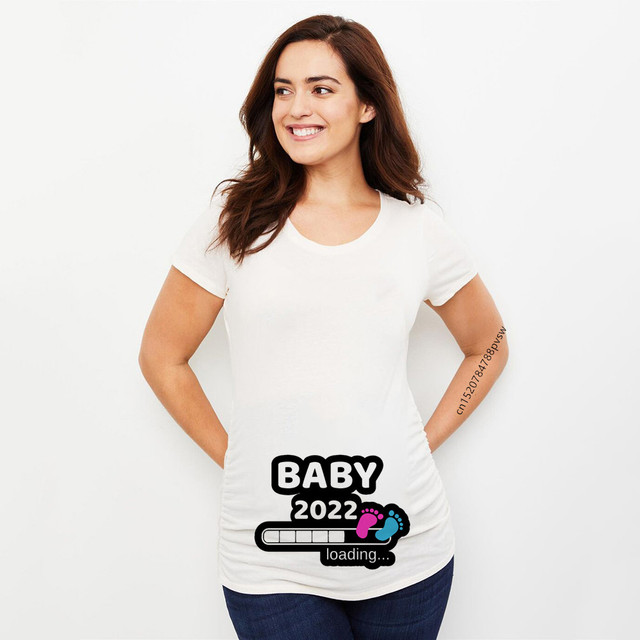 Pregnant Women T-Shirt Lady Letter Printed Maternity Short Sleeve Pregnancy Announcement Shirt 2022 Summer Mom Top Tees Clothes