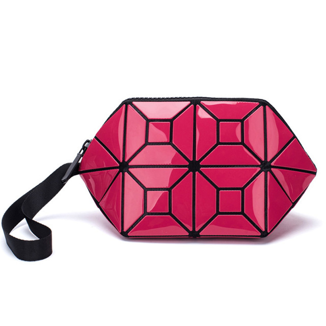 New Geometric Luminous Women Cosmetic Bag Organizer Zipper Makeup Ladies Folding Cosmetic Noctilucent Pouch Travel Make Up Bag