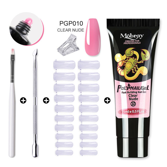 Mobray Poly Nail Gel Set All For Quick Extension Nail Manicure Set Gel Cuticle Pusher Finger Extension Template Nail Tool Kit