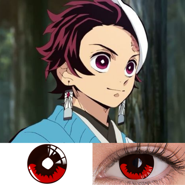 Bio-essence 1 Pair Cosplay Color Contact Lenses Nezuko Cosplay Anime Eye Contacts Pink Lenses Demon Slayer Cosplay Lenses