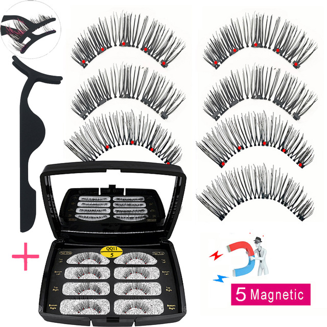 LIKOFO Magnetic Eyelashes with 5 Magnets Natural Handmade 3D/6D False Eyelashes Acrylic Box Long False Eyelashes Cosmetics for Gift