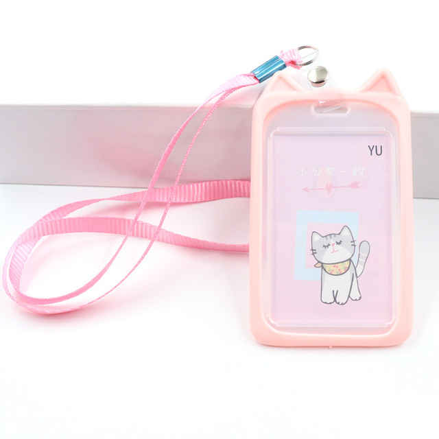 1pc Cute Kitten Rabbit High Quality Credit Card ID Holder Cute Cartoon Silicone Bus Card Case Key Holder Ring Luggage Tag Trinket