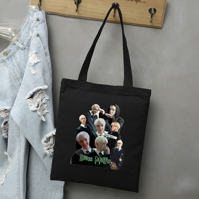 Draco Malfoy Shopping Bags Shopper Travel Bags Canvas Woman Tote Mom Designer Canvas Bags Cheap Printed Shopping Tote