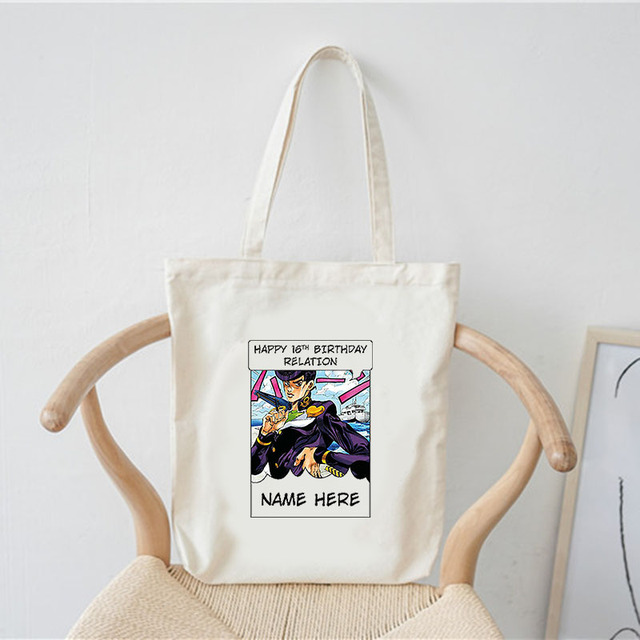 jojo bizarre adventure shopping bags customize logo bag women handbags large designer shopper shoulder canvas bag tote bag