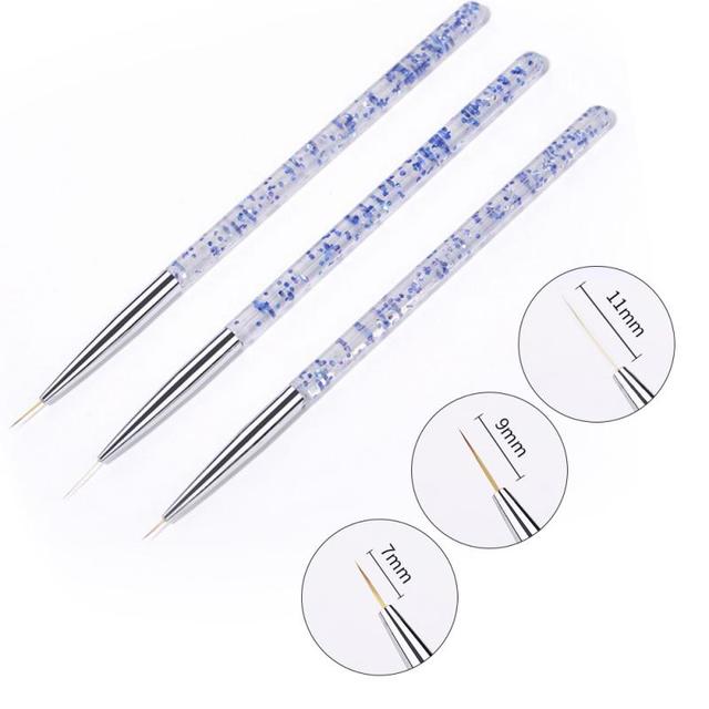 3pcs Nail Art Liner Brush Set Acrylic French Tape Tips Manicure Ultra-thin Line Drawing Pen UV Gel Brushes Painting Tools