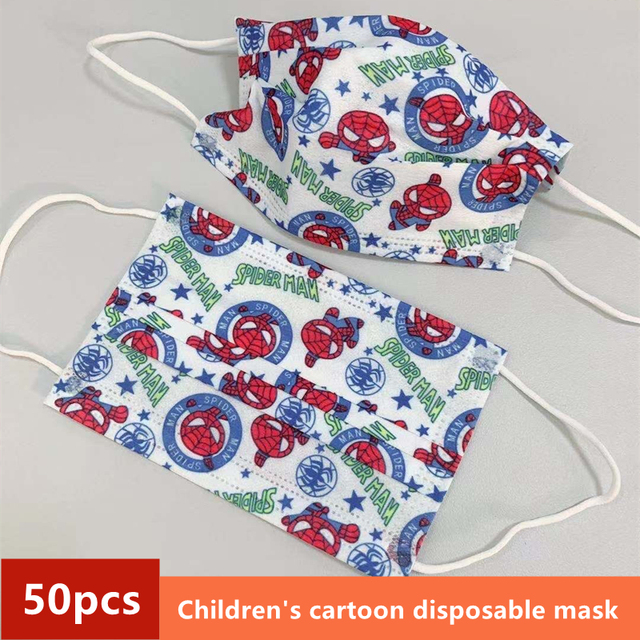 Disney Children's Mask Spider-Man Marvel Avengers Character Disposable Face Mask Cartoon Hero Pattern Lilo and Stitch Pixar Dust Cover