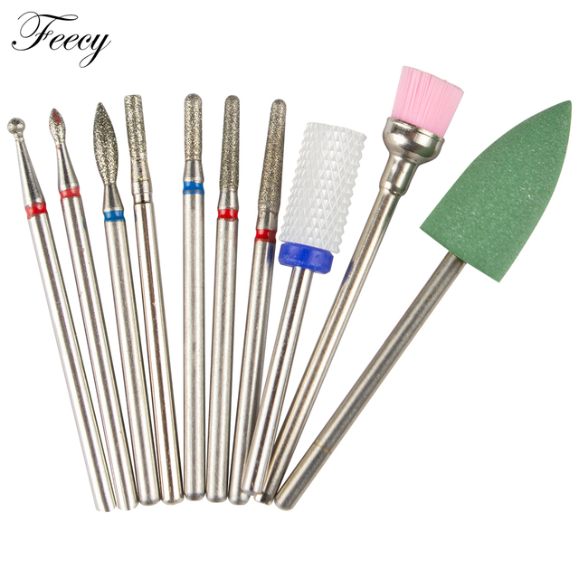 10pcs Ceramic Diamond Grinding Cutter For Manicure Set Nail Bits Grinder Cutters To Remove Gel Varnish Nail Art Accessories