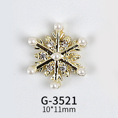 New Nail Art Real Gold Snowflake Zircon Ornaments Exquisite Snowflake Zircon Christmas Style Snowflake Pendant G-3511