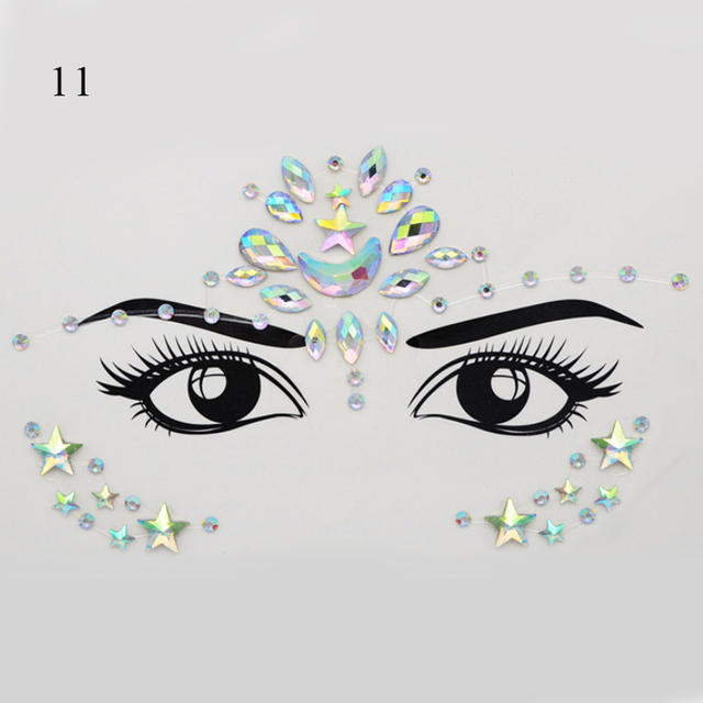 3D Sexy Face Tattoo Stickers Face Decoration Temporary Tattoo Glitter Fake Tattoo Rhinestones for Woman Party Face Jewelry Tattoo