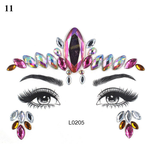 3D Sexy Face Tattoo Sticker Temporary Tattoo Flash Fake Tattoo Rhinestone Lady Party Face Sticker Face Jewelry Decoration