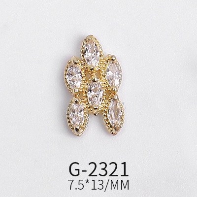 Nail Art Real Gold Zircon Heart Butterfly Shell Micro Inlaid Nail Diamond Decoration