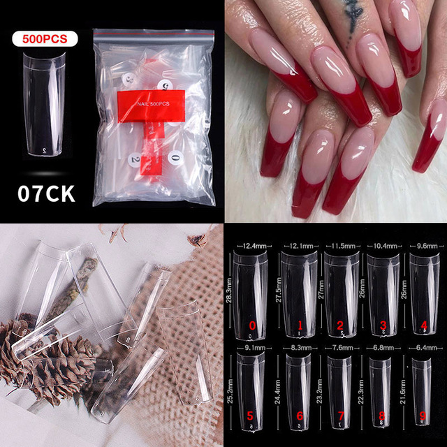 500pcs False Nail Extension Full Cover Fake Nails French False Nail Clear/White False Nail Tips Art Manicure Tool French Nail