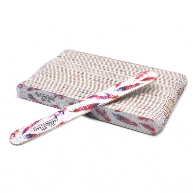 20pcs Thicken Wooden Nail Files 100/120/180/240 Printed Sandpaper Wooden File Professional Washable Nails Accessories Manicure Tool