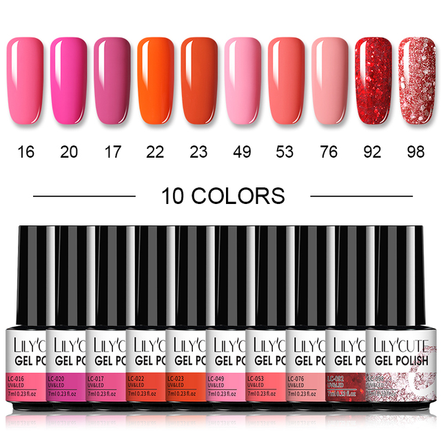 LILYCUTE 20/10/8pcs Set UV Gel Nail Polish Set 7ml Multicolor Semi-Permanent Long Lasting Led Gel Varnish Soak Off Nail Gel