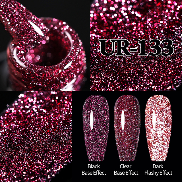 UR SUGAR Glitter Reflective Gel Nail Polish Shiny Rose Red Twilight UV LED Gel Varnish Soak Off Nail Gel Nails for Manicure