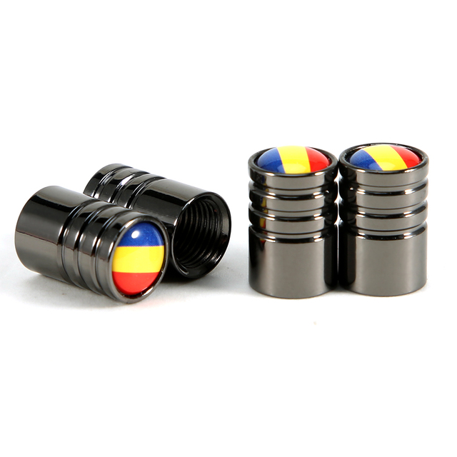 DSYCAR 4Pcs/Set Car Styling Alloy Material National Flag Pattern Style Car Tire Valve Caps Wheel Tires Tire Stem Air Cap