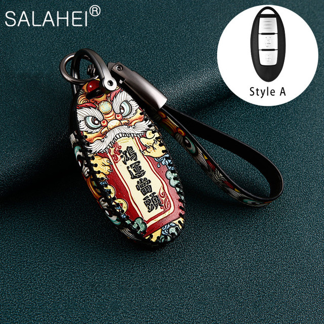 Leather Car Key Case For Infiniti Q50 QX60 Nissan Qashqai Juke J10 J11 X-Trail T32 T31 Kicks Tiida Pathfinder Note Design