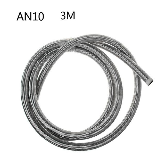 1/3 Meter AN4 AN6 AN8 AN10 Stainless Steel Braided Brake Oil Gas Fuel Line Hose Silver/Black Color New