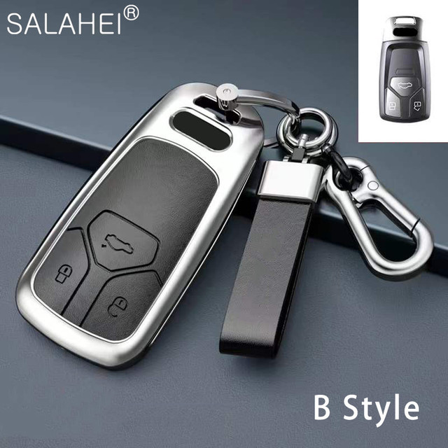 New Fashion Zinc Alloy and Leather Car Key Case Cover for Audi A3 A4 A5 C5 C6 8L 8P B6 B7 B8 C6 RS3 RS6 Q3 Q7 TT 8L 8V S6 S4 S3