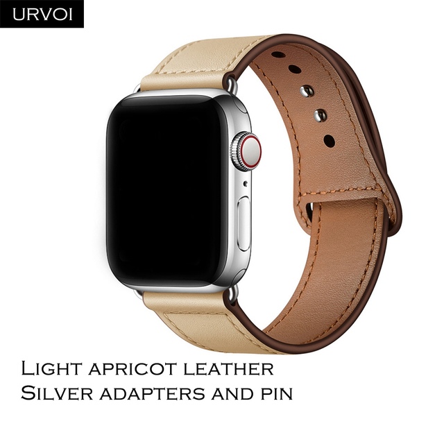 URVOI Band for Apple Watch Series 7 6 5 4 3 SE Sport Band Genuine Swift Leather Strap for iWatch Wrist Pin and Tuck Closure Handmade