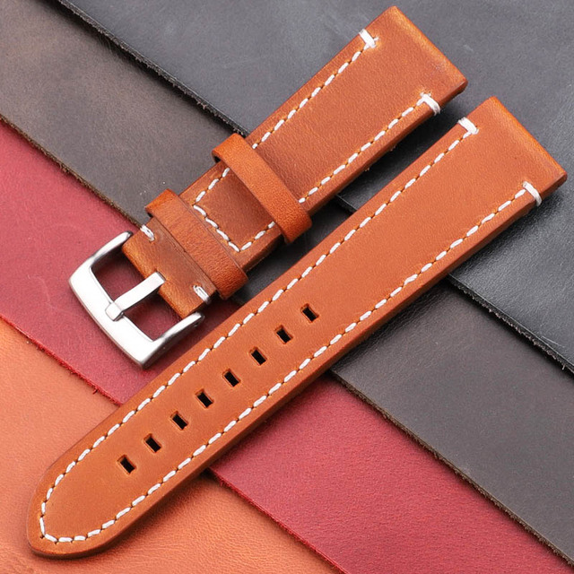 Vintage Genuine Leather Watchbands 7 Colors Strap 18mm 20mm 22mm 24mm Women Men Cowhide Watch Band Accessories Strap