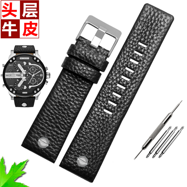 Genuine Leather Watch Strap for Diesel Watch DZ7257 1657 4323 7314 7313 7371 Straps 22 24 26 27 28 30mm Black Brown White