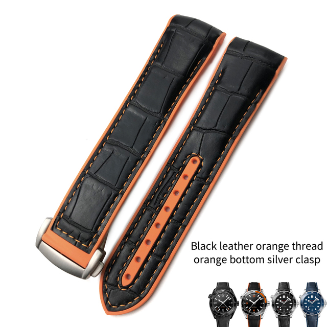 20mm 21mm 22mm Nylon Rubber Leather Watch Band Fit For Omega 300 Planet Ocean 600 Black Canvas Orange Silicone Strap