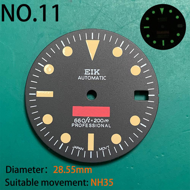 Nh35 watch double dial new C3 luminous modified craft watch skx007 SKX006 small millimeter 28.5mm abalone nh35 universal