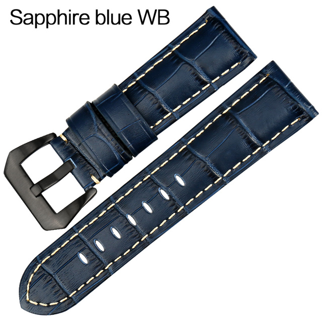 MAIKES Quality Genuine Leather Watch Strap 22mm 24mm 26mm Fashion Blue Watch Accessories Watchband for Panerai Watch Band