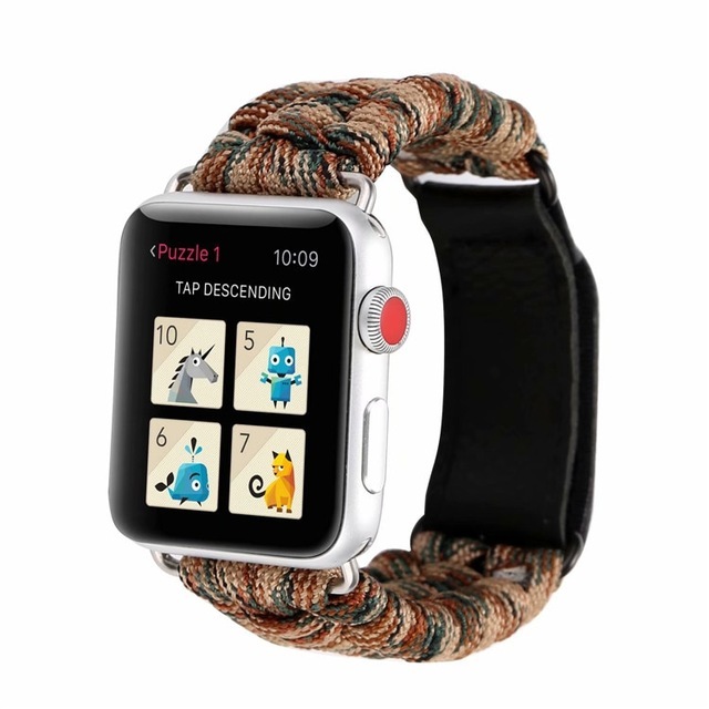 Outdoor Survival Rope Strap for Apple Watch Band 44mm 40mm 42mm 38mm Leather iWatch Bracelet for Apple Watch Series 5 4 3 44mm