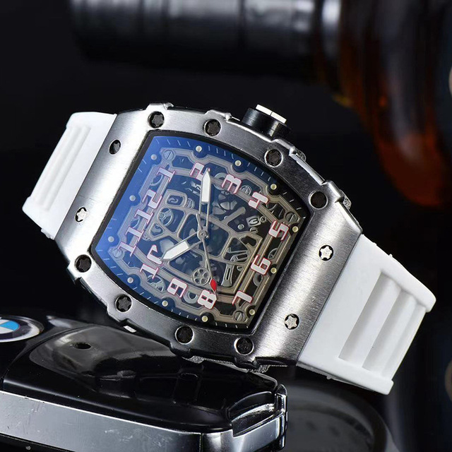 New Luxury 3-pin Transparent Bezel Quartz Watch Men Automatic Watch Men Designer Wristwatches Waterproof Reloj Hombre