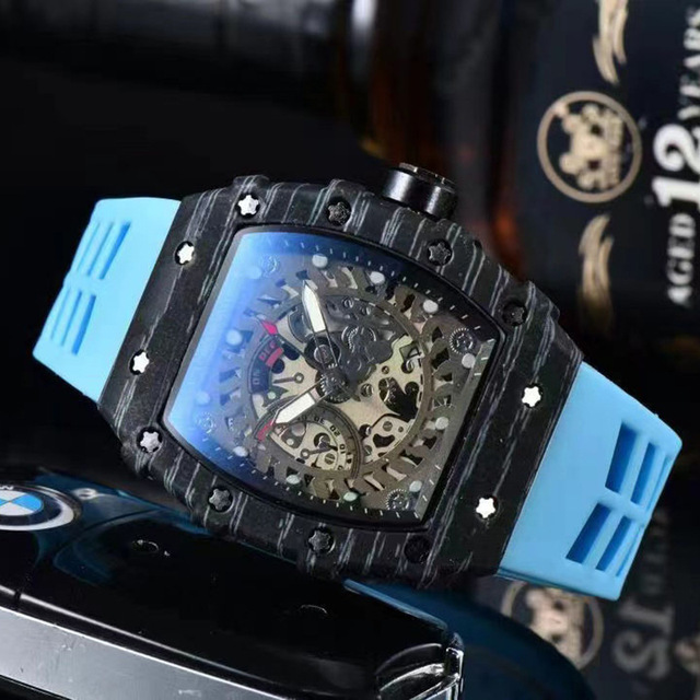 New 3 Pin Quartz Watch Transparent Bezel Men Automatic Watch Men Designer Wristwatches Waterproof Reloj Hombre