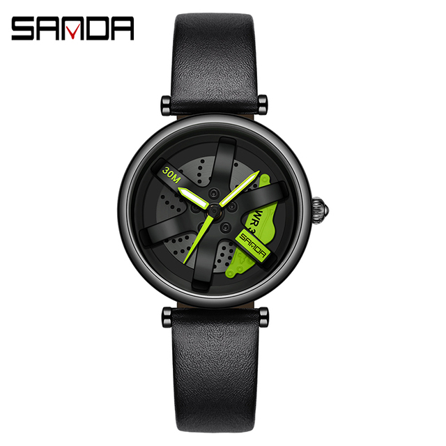 SANDA New Fashion Rotate Wheel Pattern Women's Watch Stainless Steel Waterproof Quartz Watch for Women Luxury Relogio Feminino