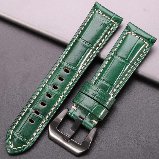 Cowhide Watchband Crocodile Pattern Women Men 20mm 22mm 24mm 5 Colors Watch Strap With Silver Black Steel Buckle Wrist Strap