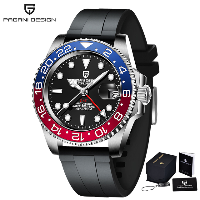 PAGANI design GMT 40mm mechanical watches top brand sapphire glass stainless steel sport waterproof automatic watch for men