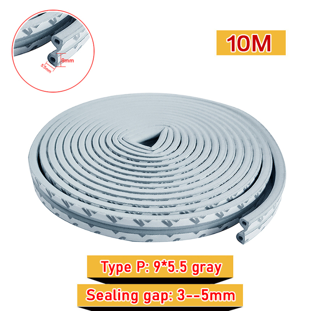 10M DIEP Door Type Weather Strip Self Adhesive Rubber Tape Foam Tape Window Dustproof Soundproof Insulation Tape